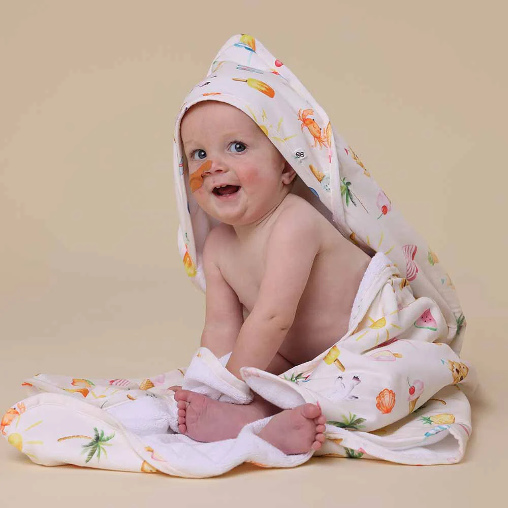 Beach Fun Organic Hooded Baby Towel - Image 3