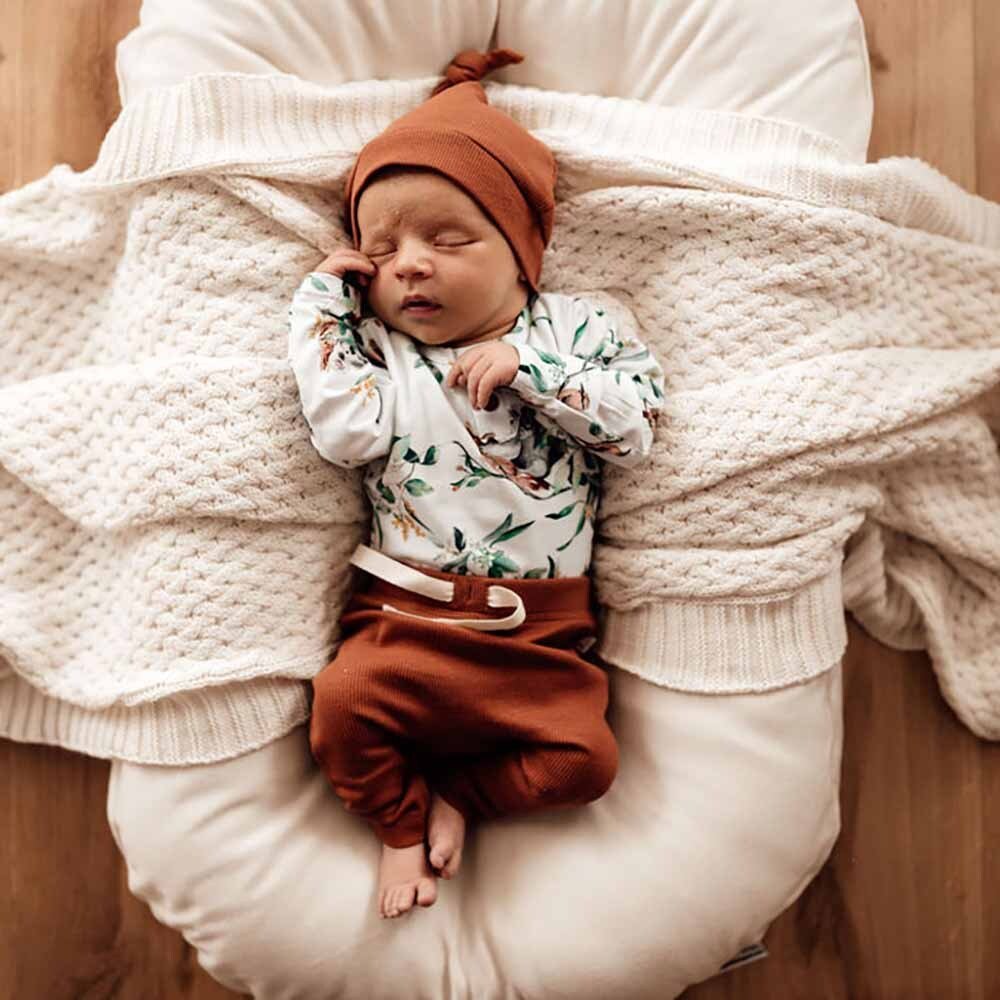 Biscuit Ribbed Organic Knotted Beanie - Image 3