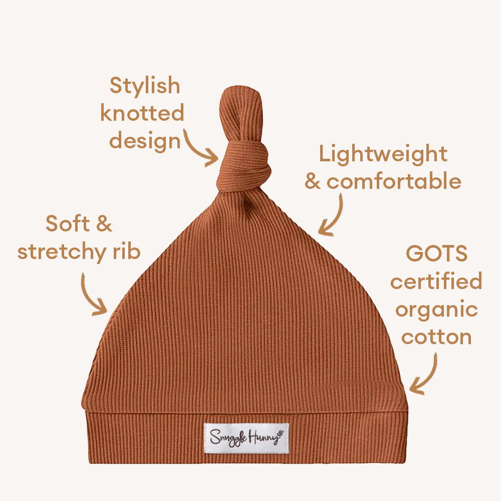 Biscuit Ribbed Organic Knotted Beanie - Image 4