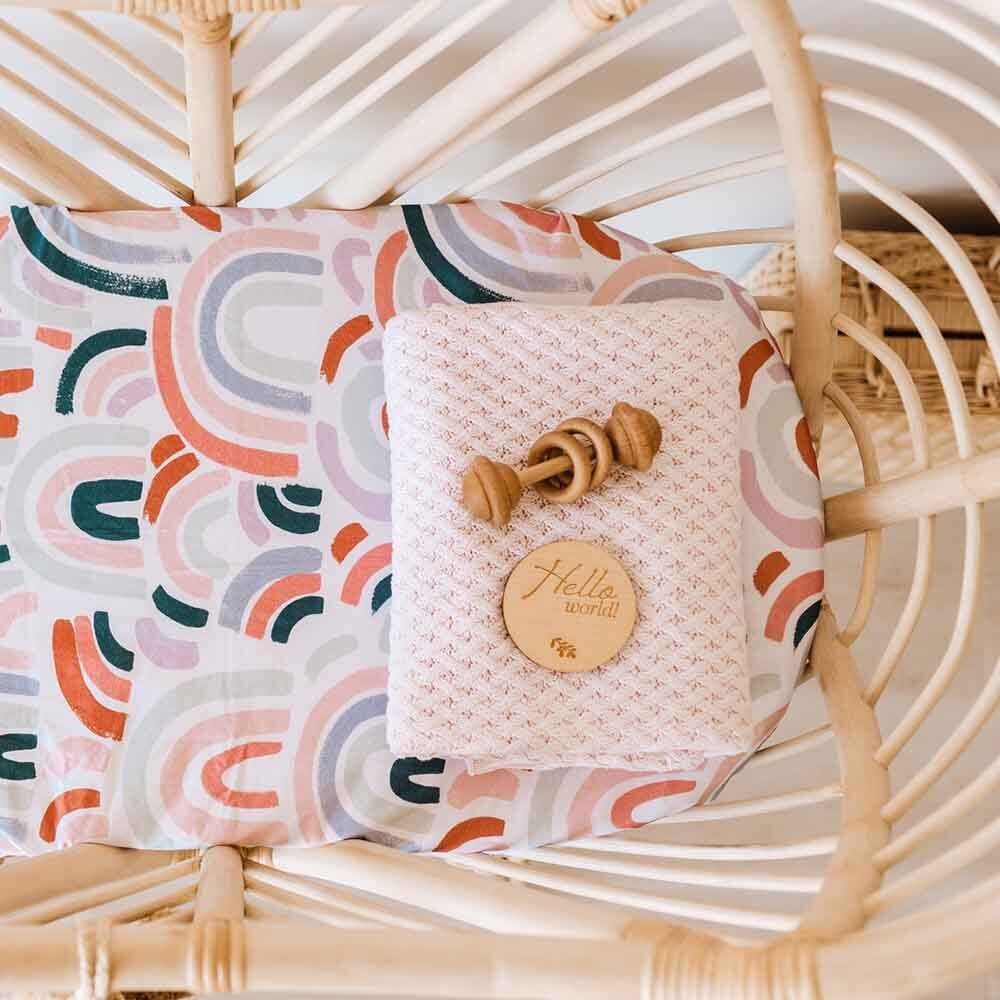 Blush Pink Diamond Knit Organic Baby Blanket - Image 3