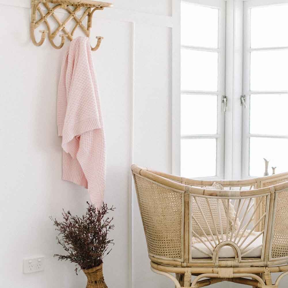 Blush Pink Diamond Knit Organic Baby Blanket - Image 4