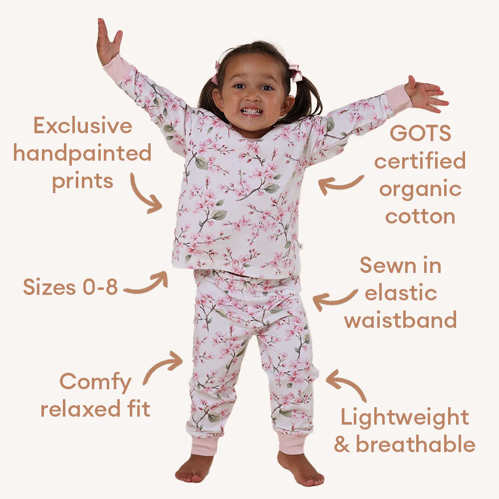Cherry Blossom Organic Kids Long Sleeve PJ Set - Image 3