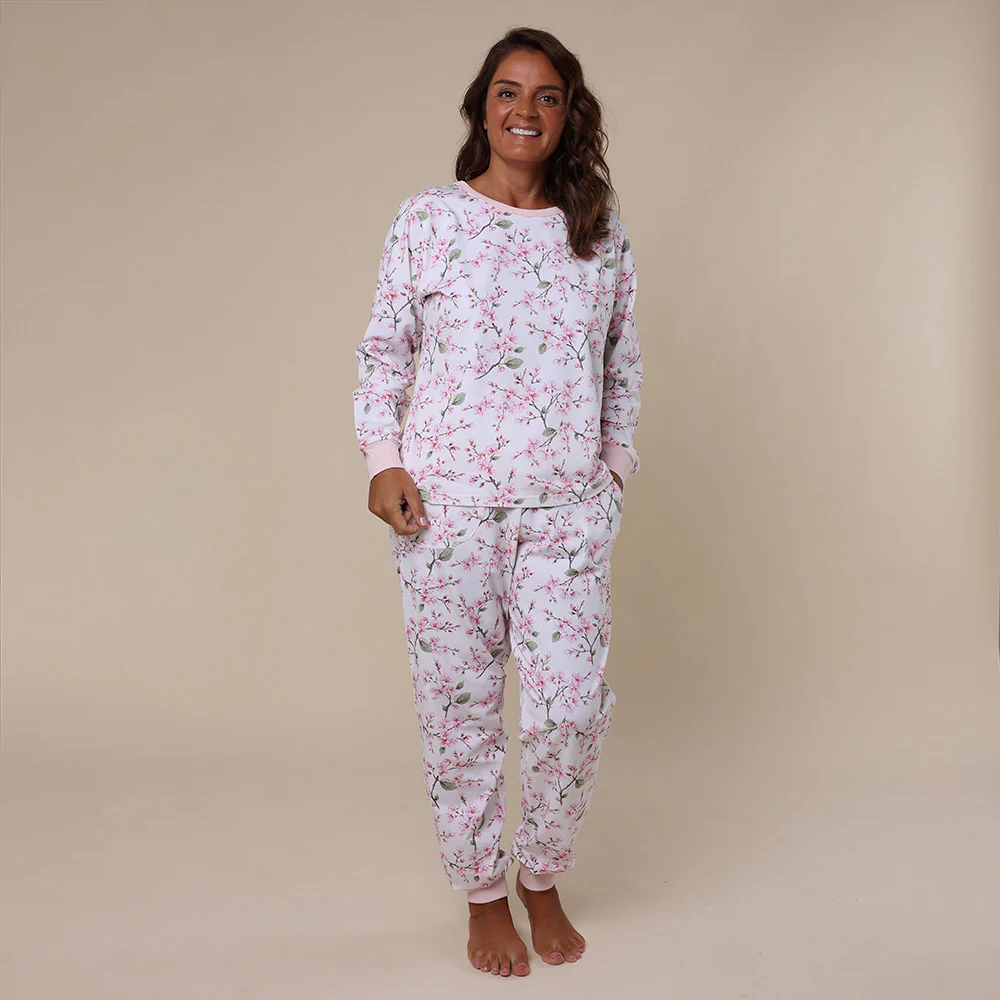 Cherry Blossom Organic Womens Long Sleeve PJ Set - Image 2