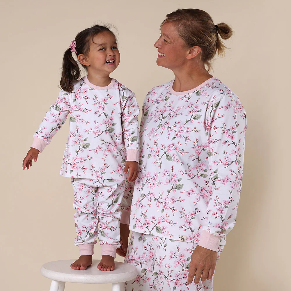 Cherry Blossom Organic Womens Long Sleeve PJ Set - Image 5