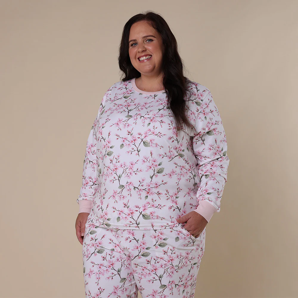 Cherry Blossom Organic Womens Long Sleeve PJ Set - Image 6