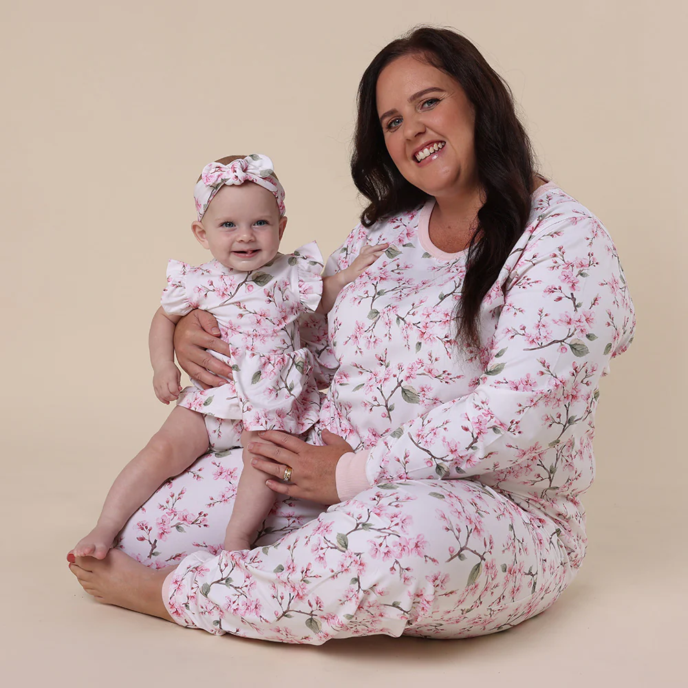 Cherry Blossom Organic Womens Long Sleeve PJ Set - Image 7