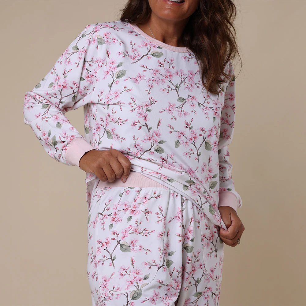 Cherry Blossom Organic Womens Long Sleeve PJ Set - Image 8