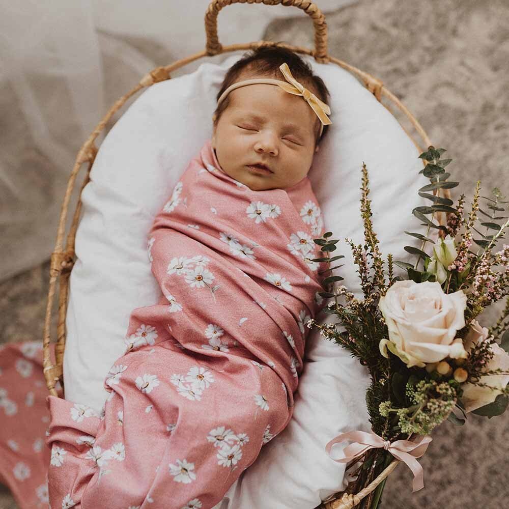Daisy Organic Jersey Wrap & Topknot Set - Image 6