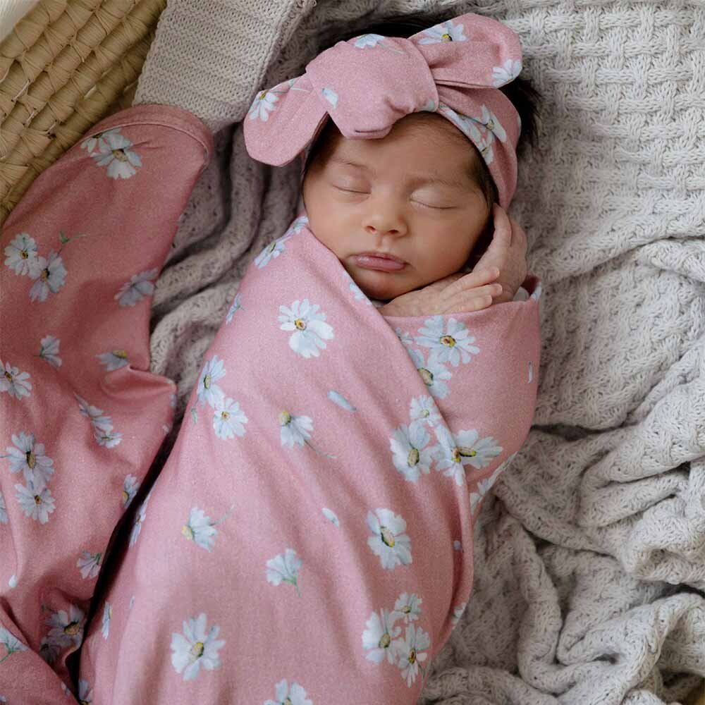 Daisy Organic Jersey Wrap & Topknot Set - Image 7
