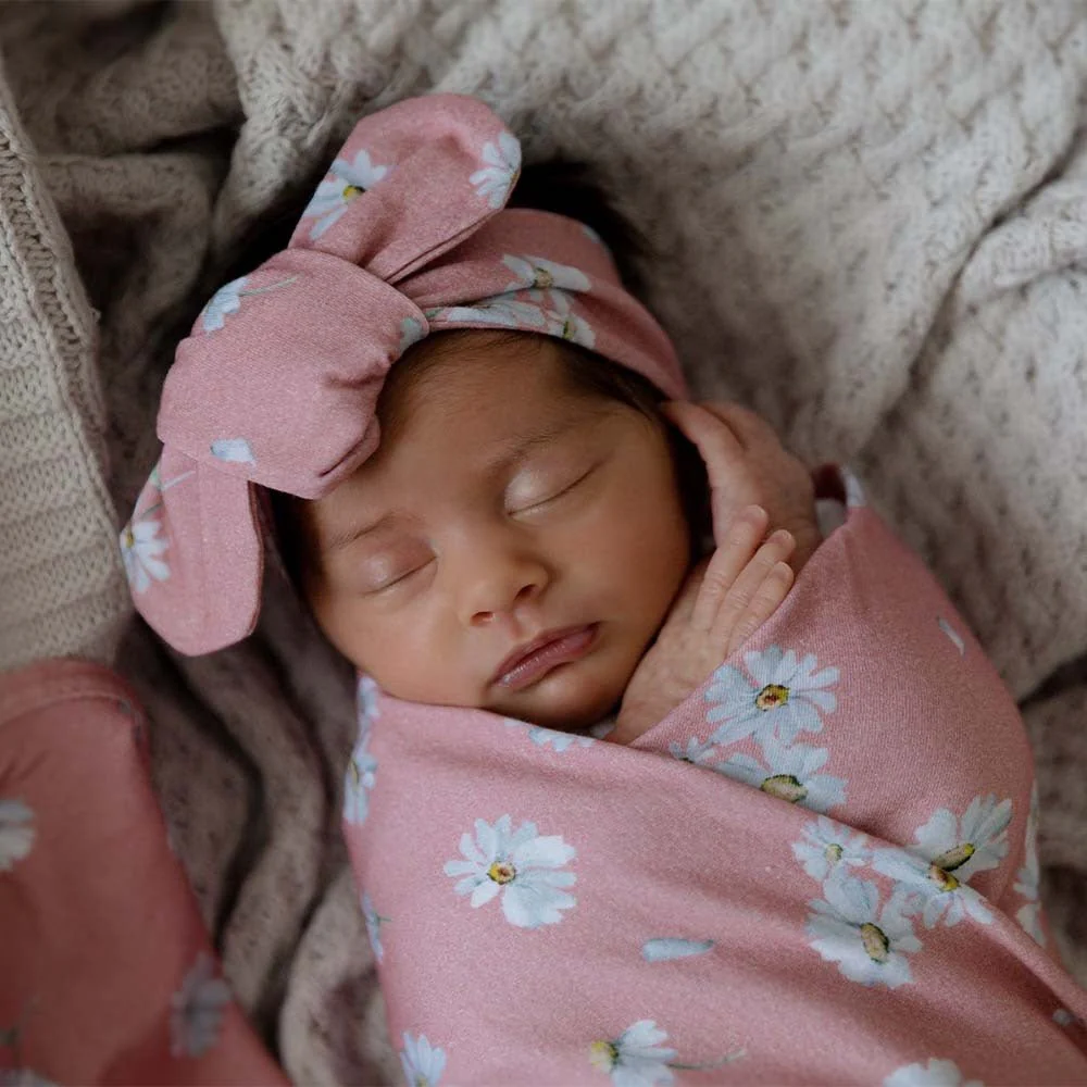 Daisy Organic Jersey Wrap & Topknot Set - Image 8