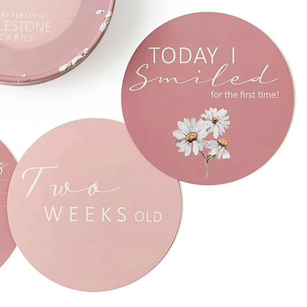 Daisy & Musk Pink Reversible Milestone Cards - Image 3