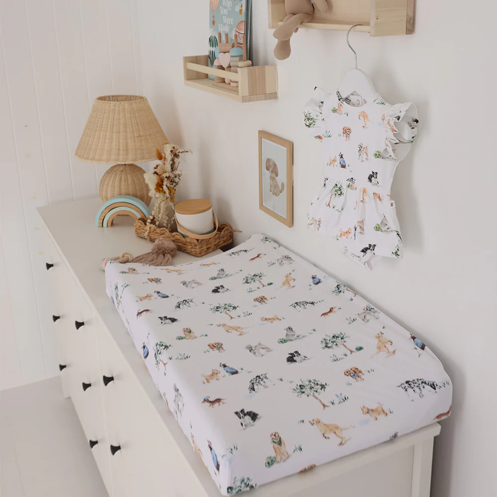 Dog Park Organic Bassinet Sheet / Change Pad Cover - Image 5