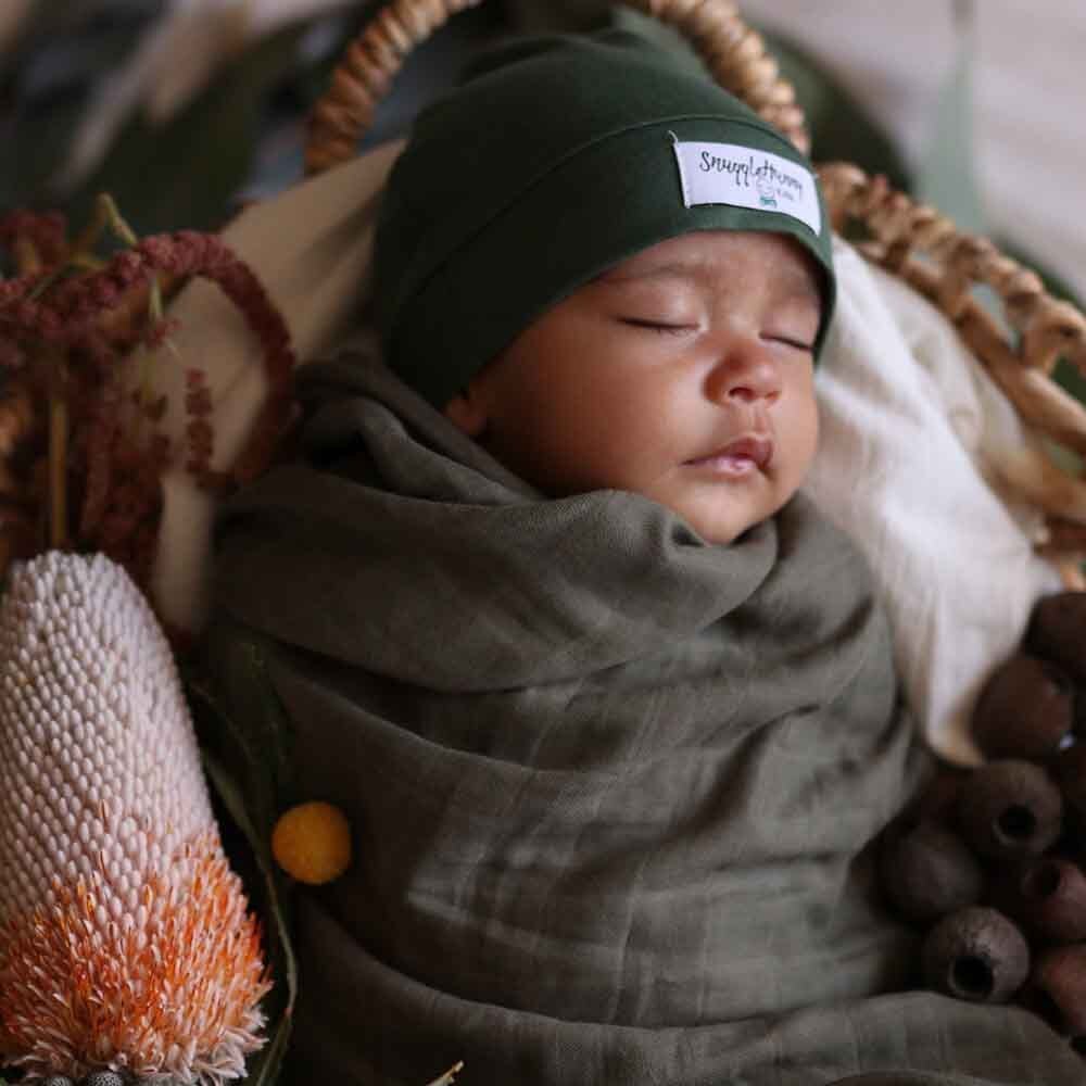 Dusty Olive Organic Muslin Wrap - Image 5