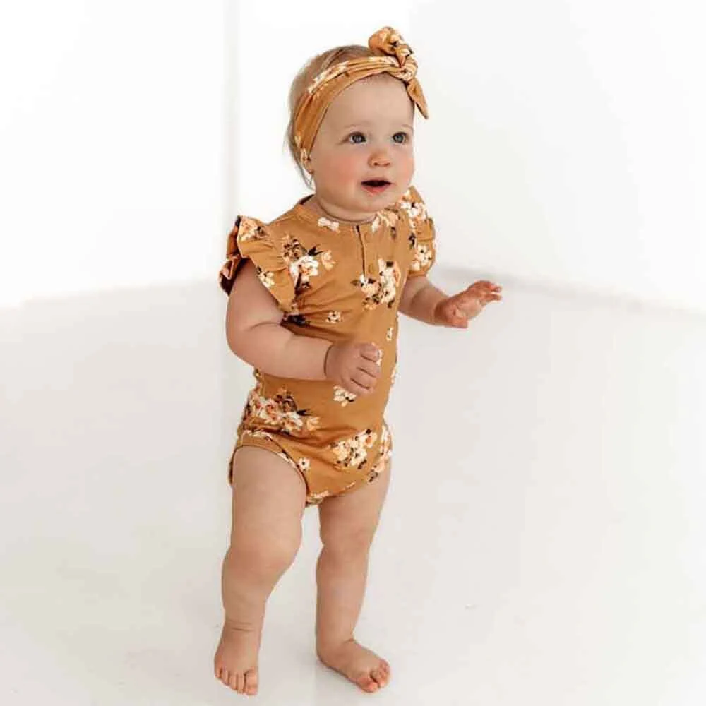 Golden Flower Short Sleeve Organic Bodysuit - Image 3