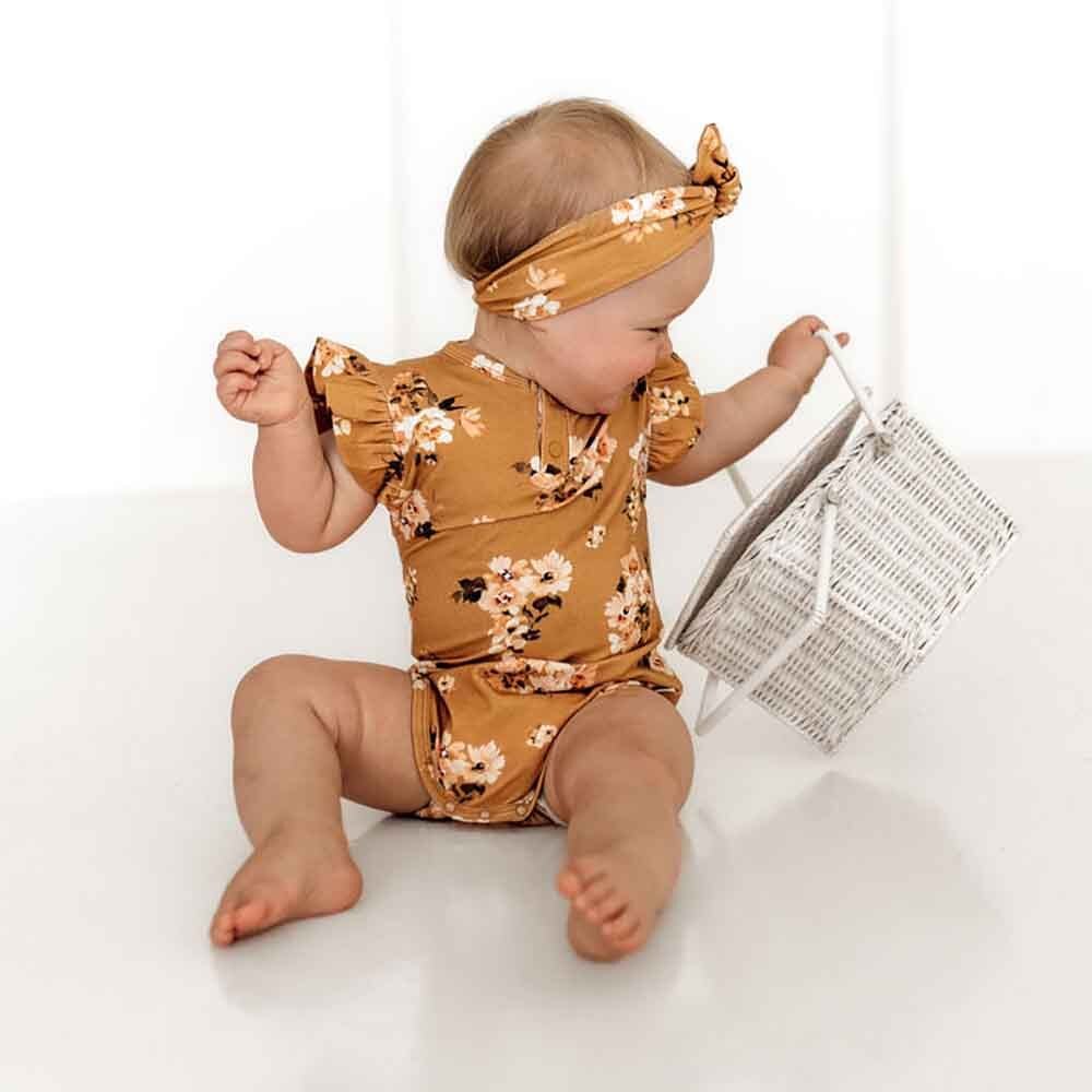 Golden Flower Short Sleeve Organic Bodysuit - Image 7