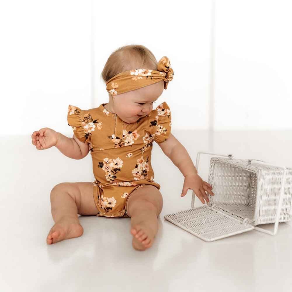 Golden Flower Short Sleeve Organic Bodysuit - Image 8