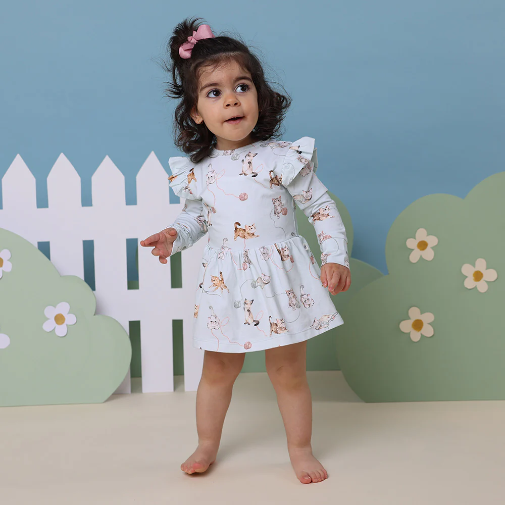 Kittens Long Sleeve Organic Dress - Image 4