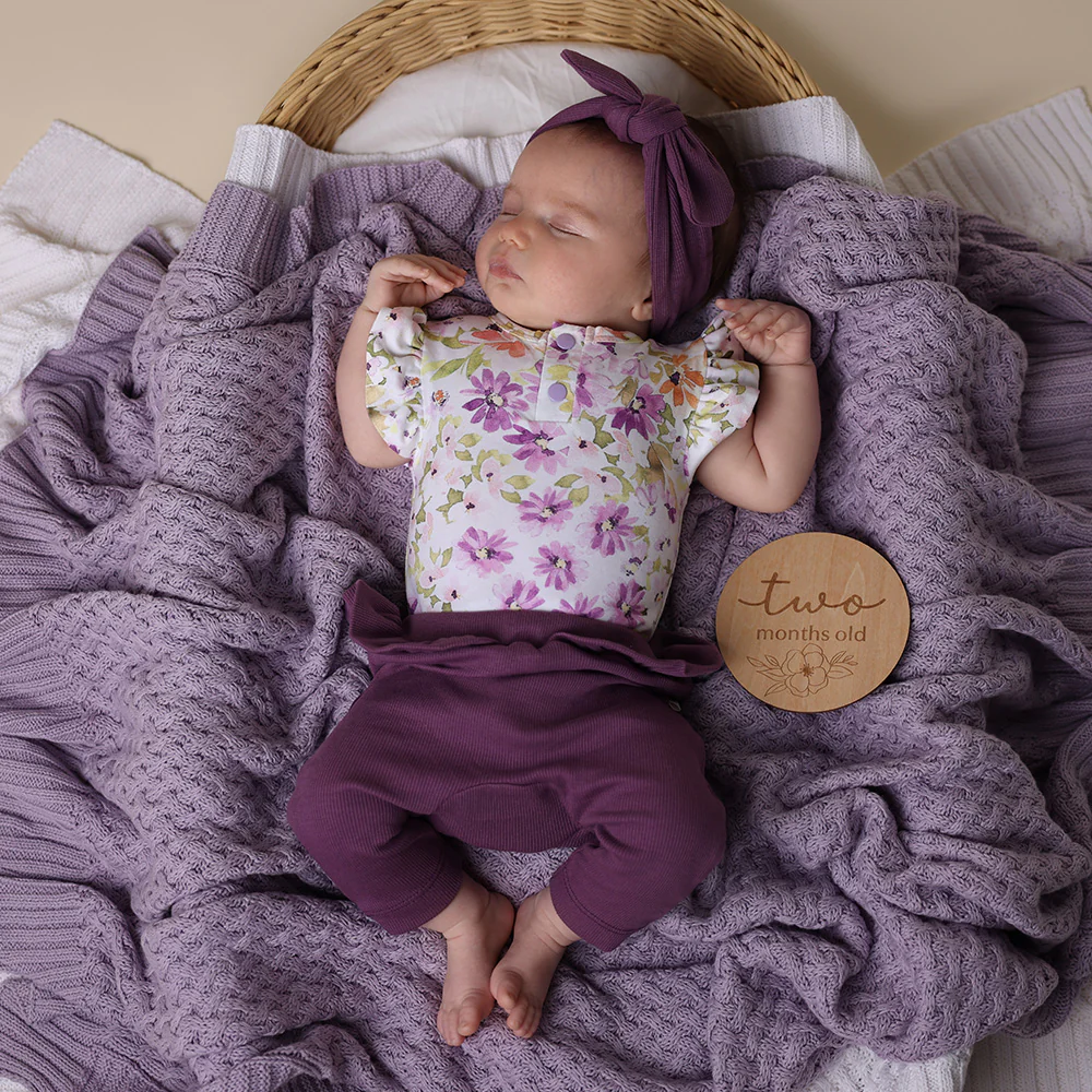 Lavender Diamond Knit Organic Baby Blanket - Image 5