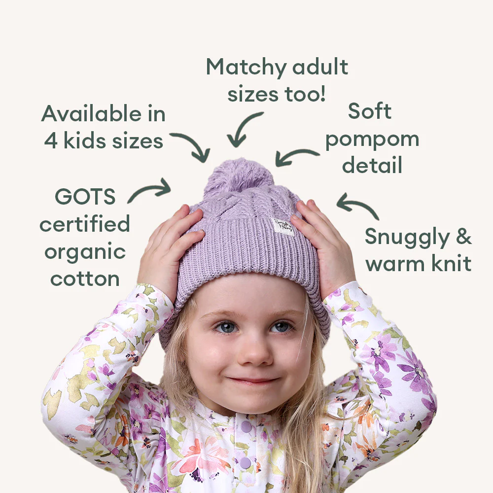 Lavender Organic Baby Knit Beanie - Image 4