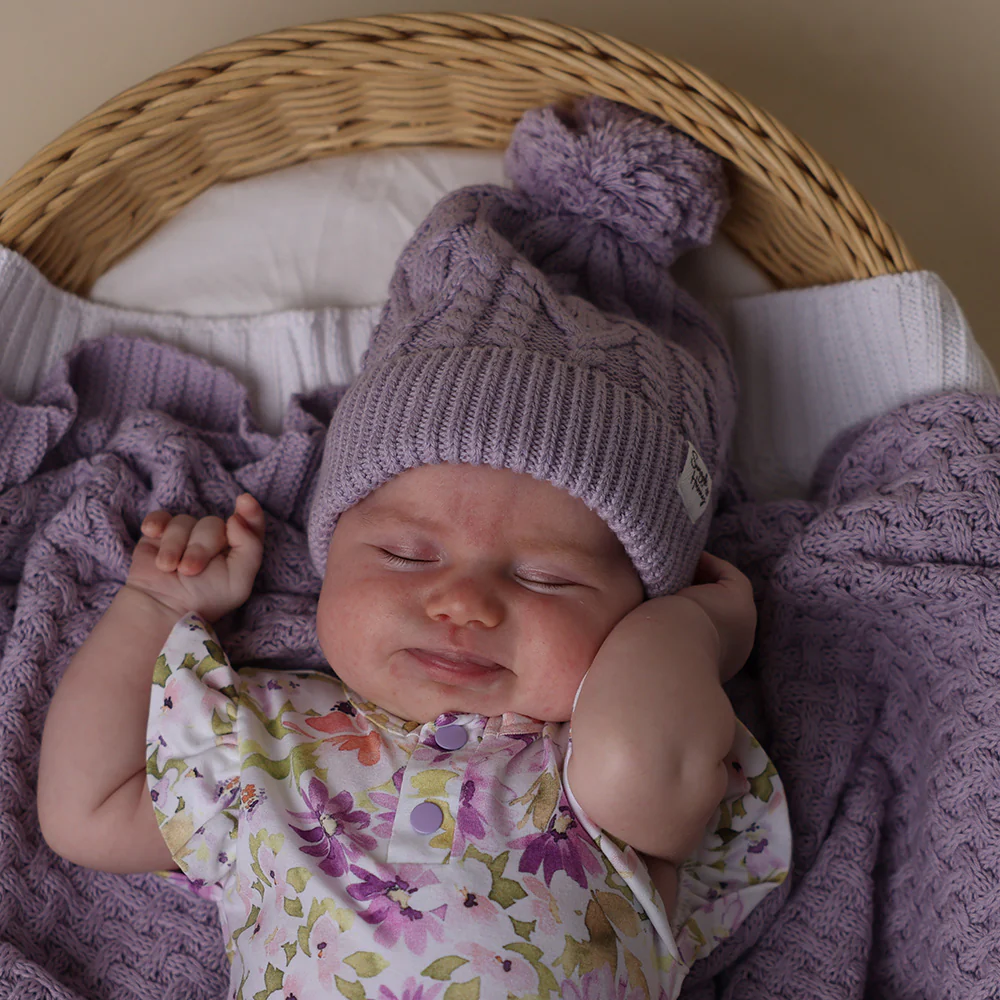 Lavender Organic Baby Knit Beanie - Image 7