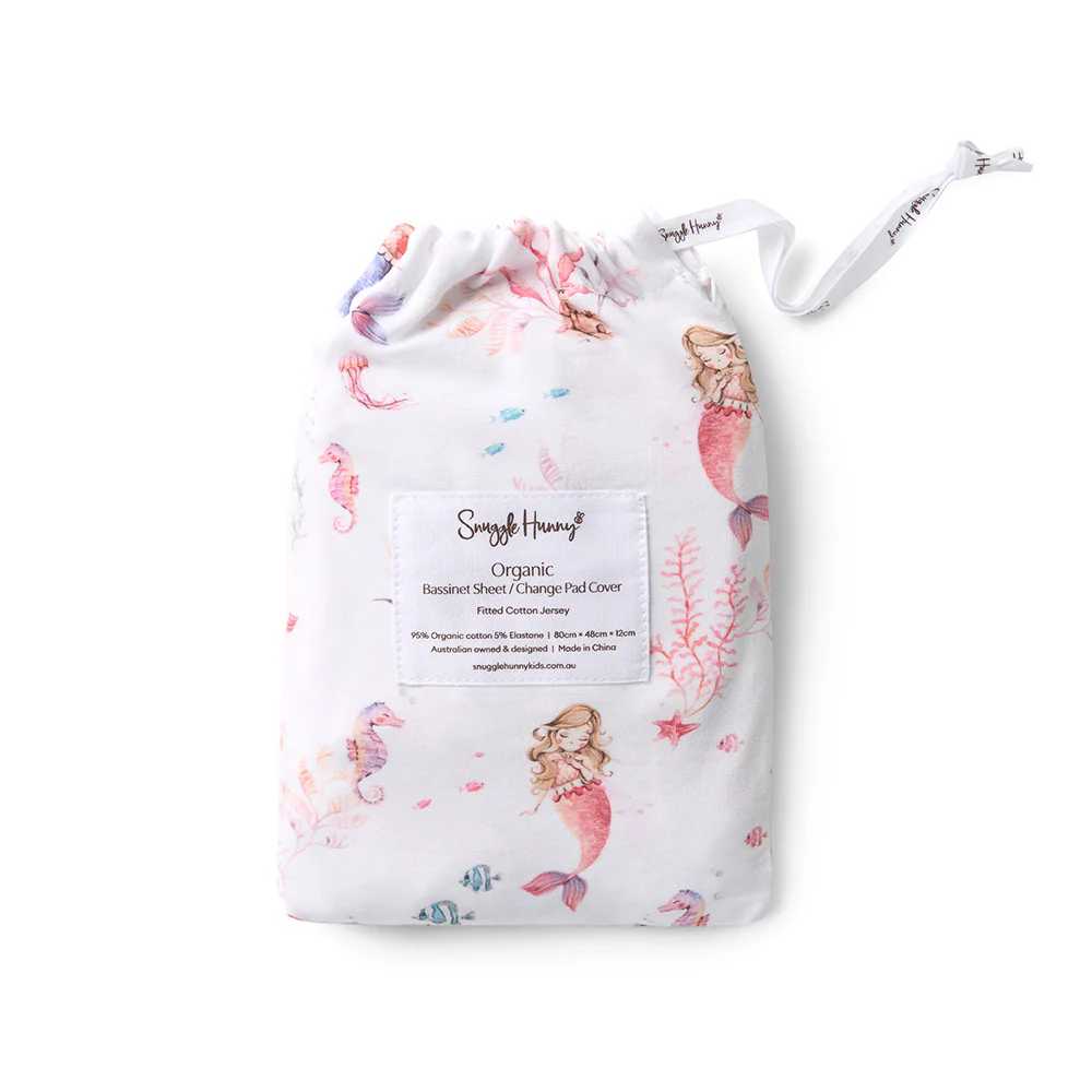 Mermaid Organic Bassinet Sheet / Change Pad Cover - Image 6
