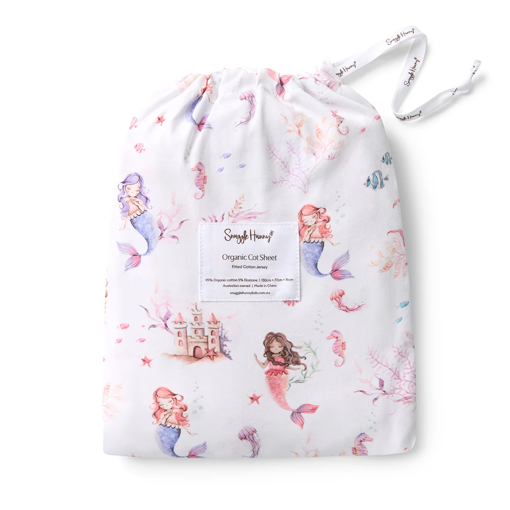 Mermaid Organic Fitted Cot Sheet - Image 5