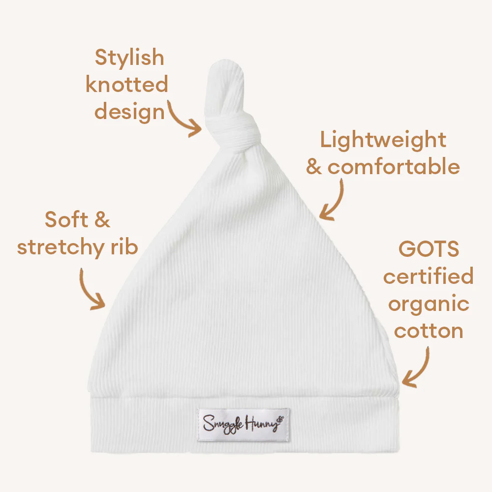 Milk Ribbed Organic Knotted Beanie - Image 4