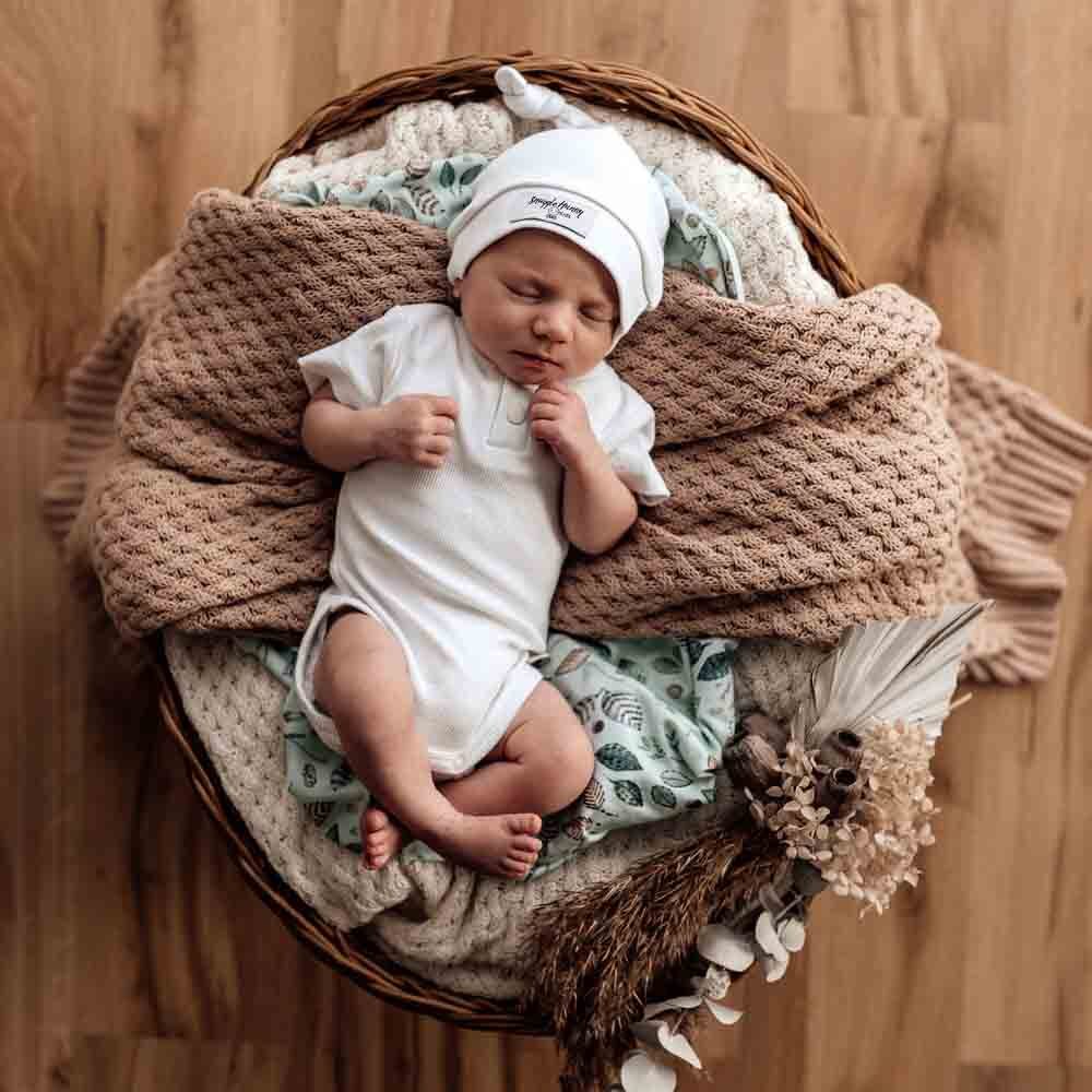 Milk Ribbed Organic Knotted Beanie - Image 5