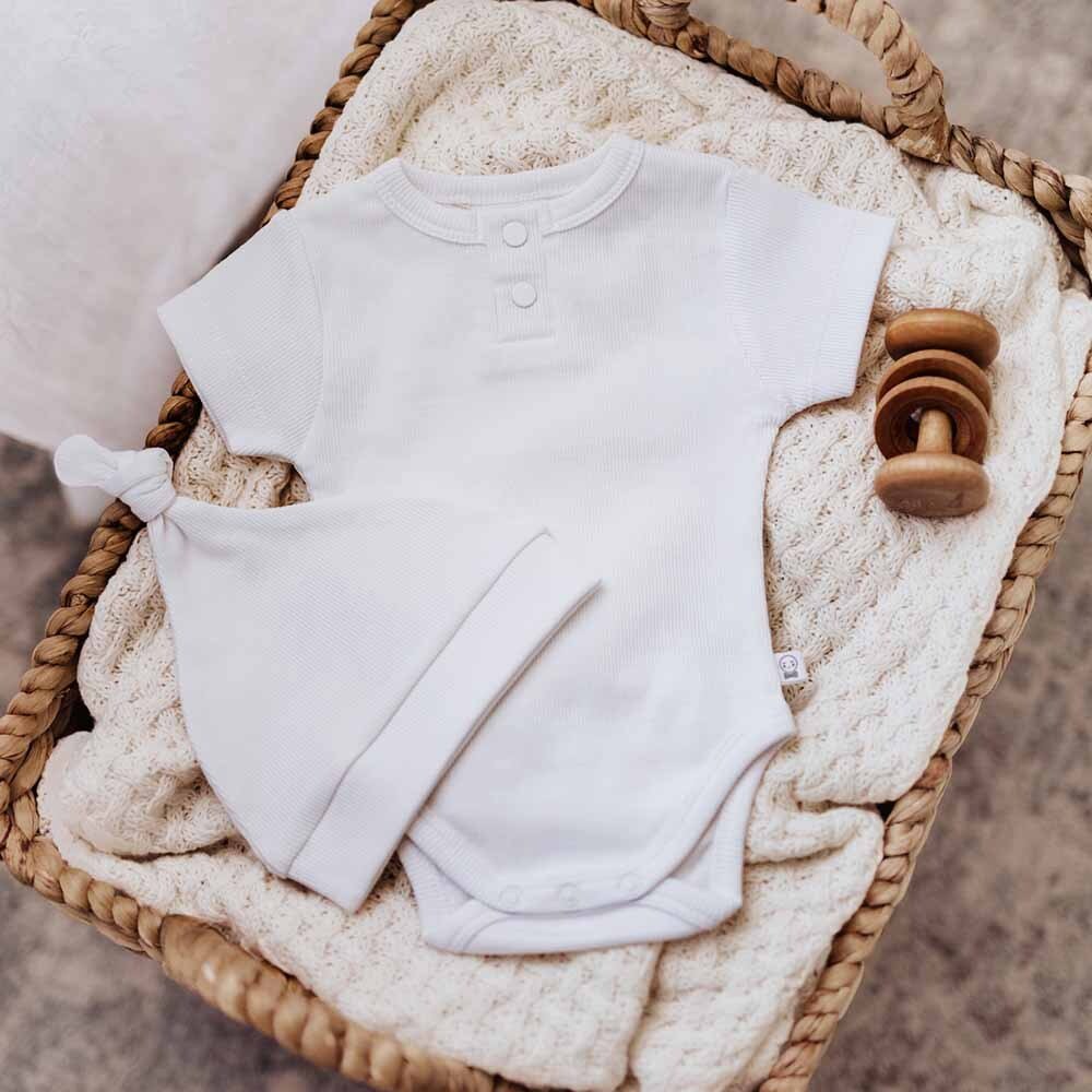 Milk Ribbed Organic Knotted Beanie - Image 6