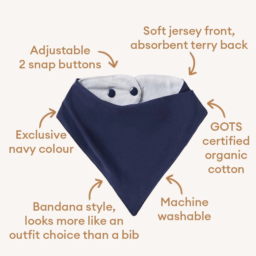 Navy Organic Dribble Bib - Image 3