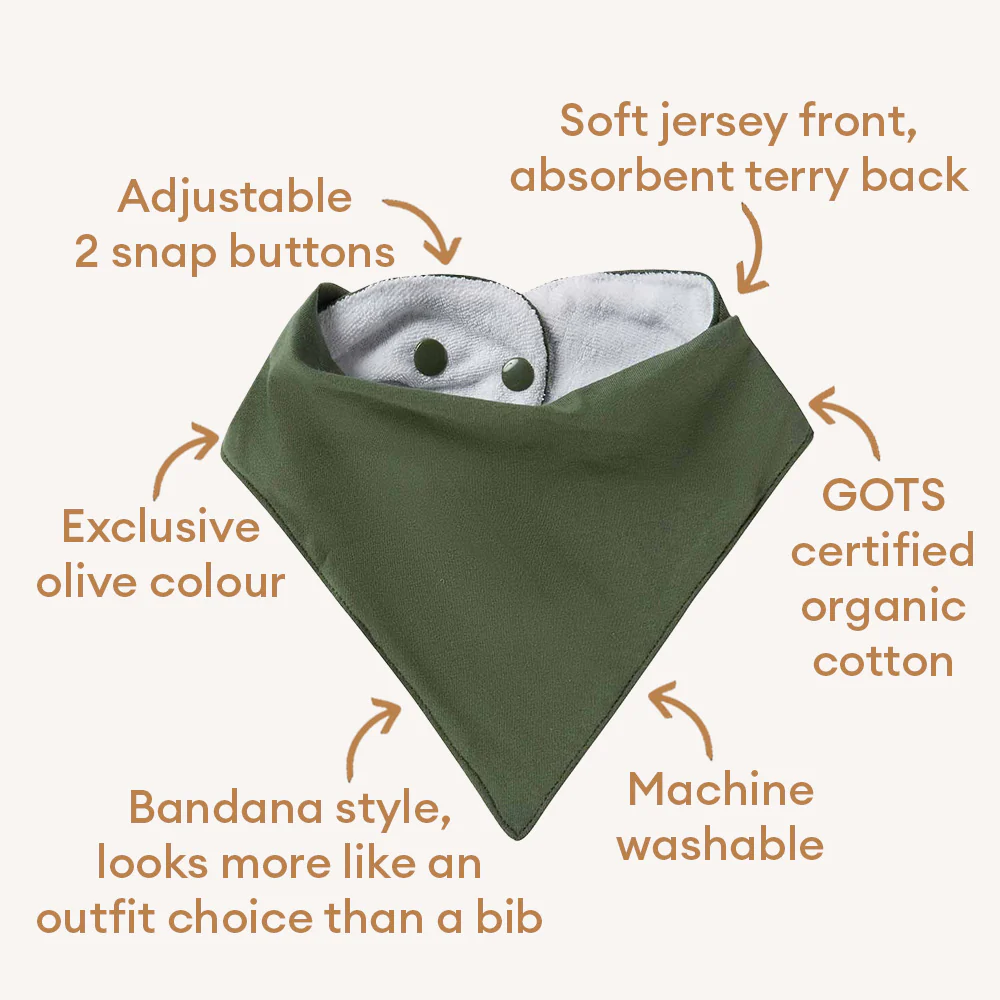 Olive Organic Dribble Bib - Image 3