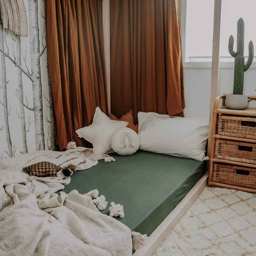 Olive Organic Fitted Cot Sheet - Image 9