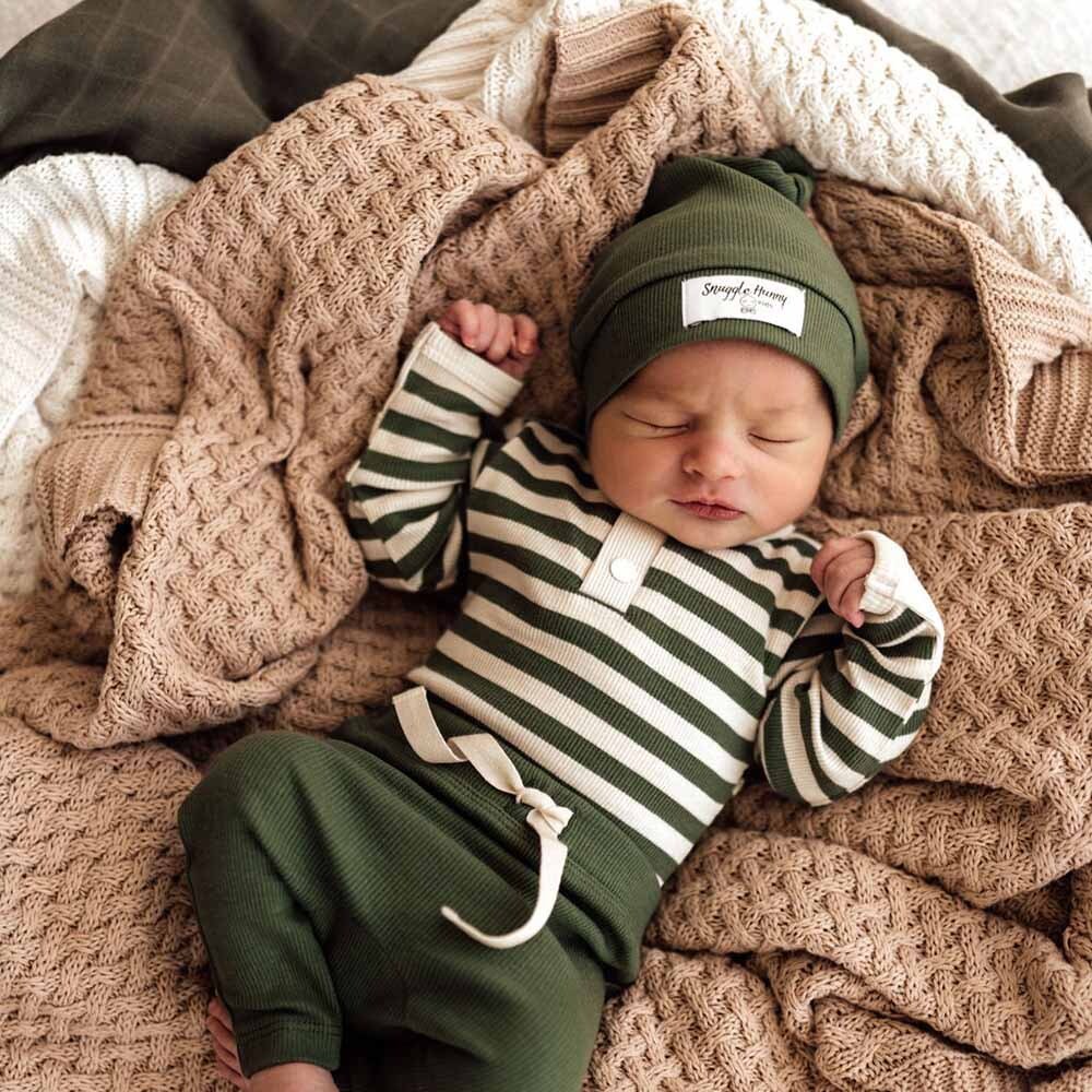 Olive Ribbed Organic Knotted Beanie - Image 5