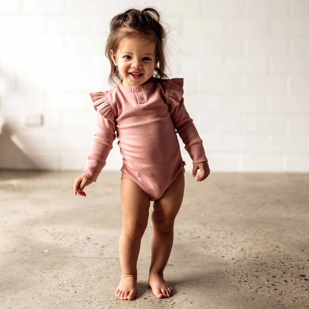 Rose Long Sleeve Organic Bodysuit - Image 3