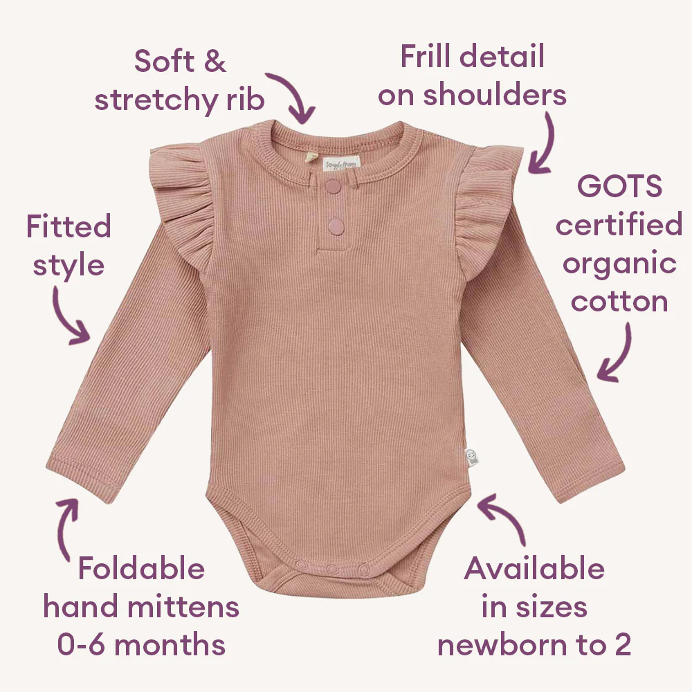 Rose Long Sleeve Organic Bodysuit - Image 4