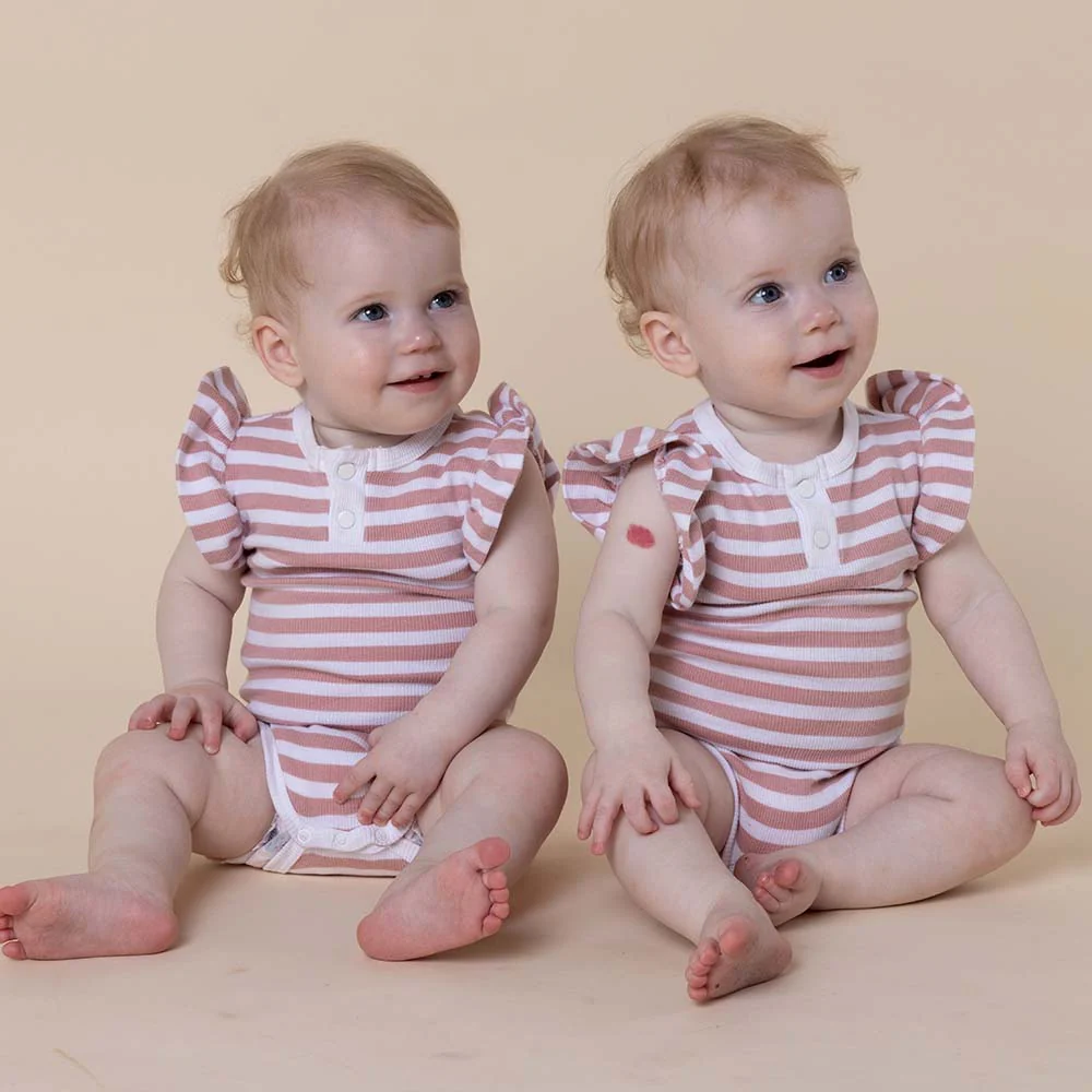 Rose Milk Stripe Short Sleeve Organic Bodysuit - Image 10