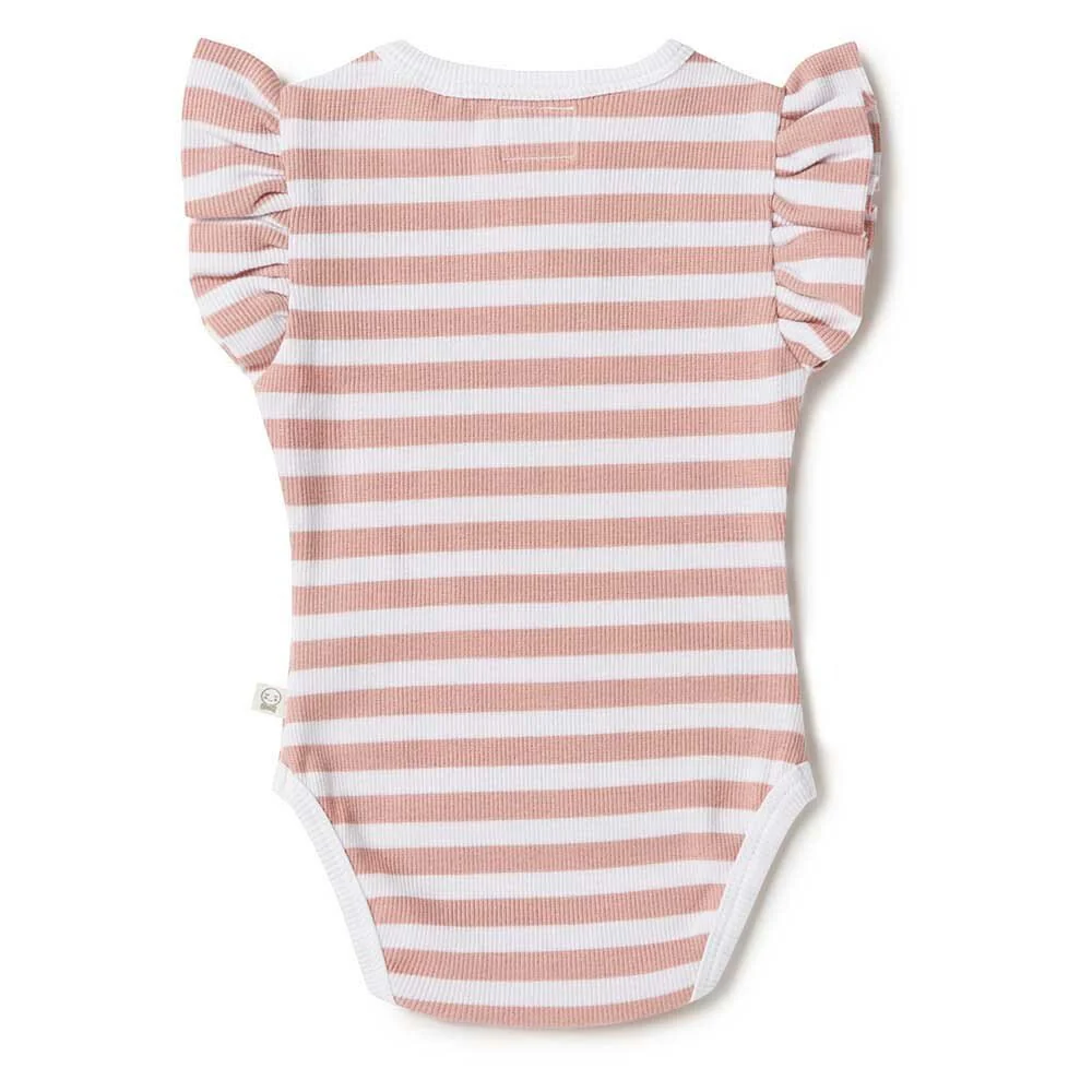 Rose Milk Stripe Short Sleeve Organic Bodysuit - Image 4
