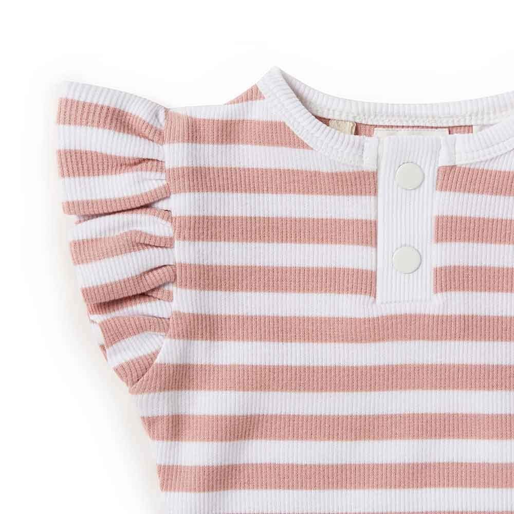 Rose Milk Stripe Short Sleeve Organic Bodysuit - Image 5