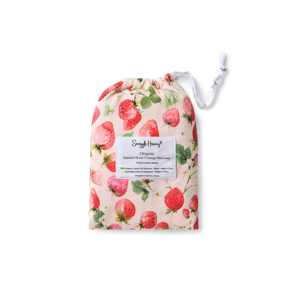 Strawberry Organic Bassinet Sheet / Change Pad Cover - Image 4