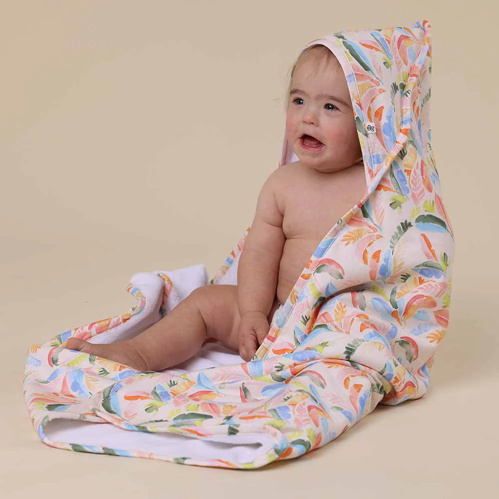 Summer Palm Organic Hooded Baby Towel - Image 3