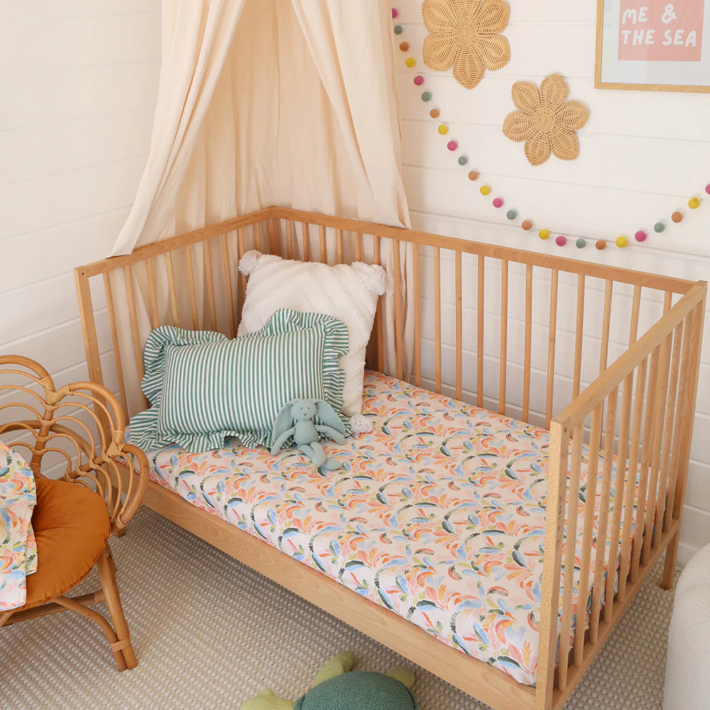 Summer Palm Organic Fitted Cot Sheet - Image 3