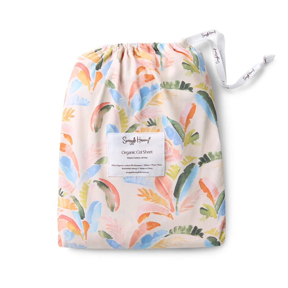 Summer Palm Organic Fitted Cot Sheet - Image 5
