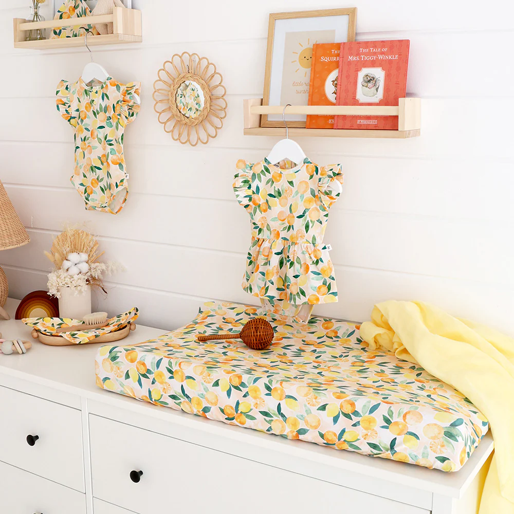 Sunny Citrus Organic Bassinet Sheet / Change Pad Cover - Image 3