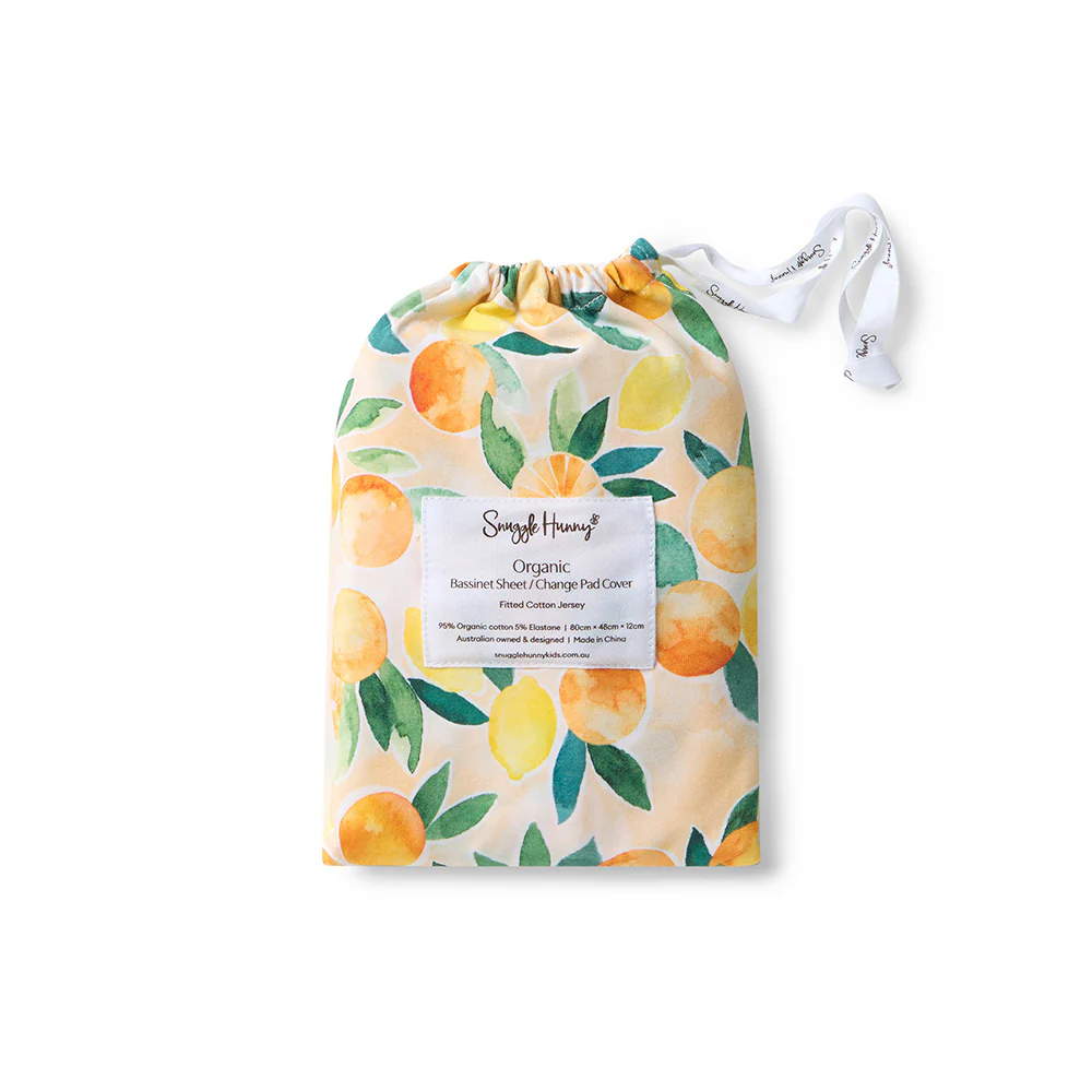 Sunny Citrus Organic Bassinet Sheet / Change Pad Cover - Image 4