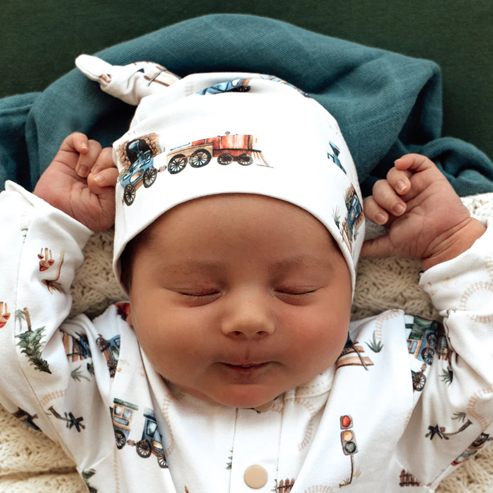 Trains Organic Knotted Beanie - Image 3