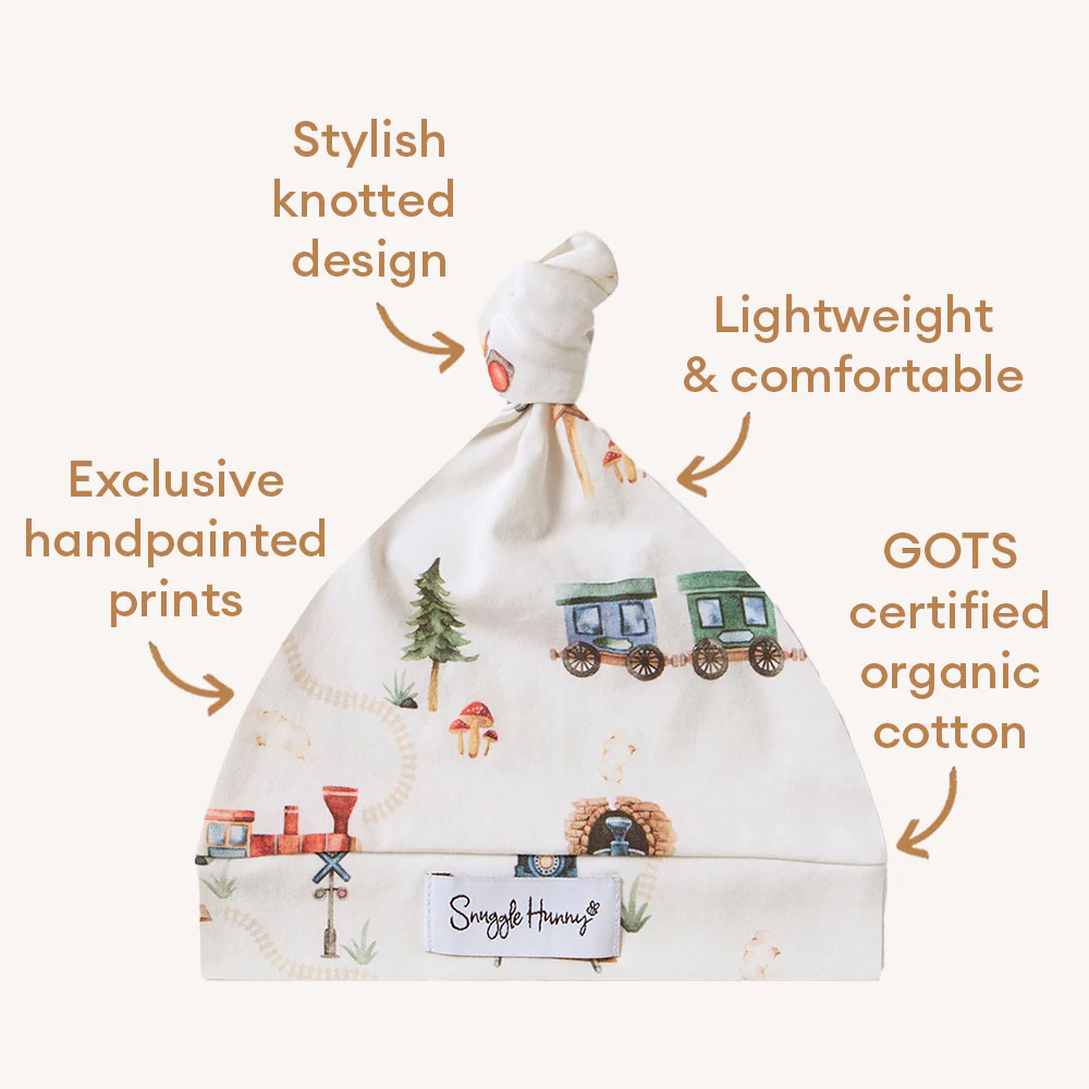 Trains Organic Knotted Beanie - Image 4