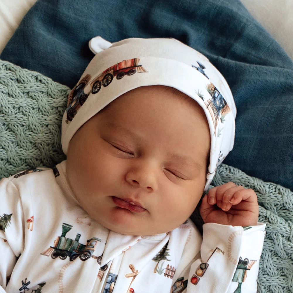 Trains Organic Knotted Beanie - Image 6