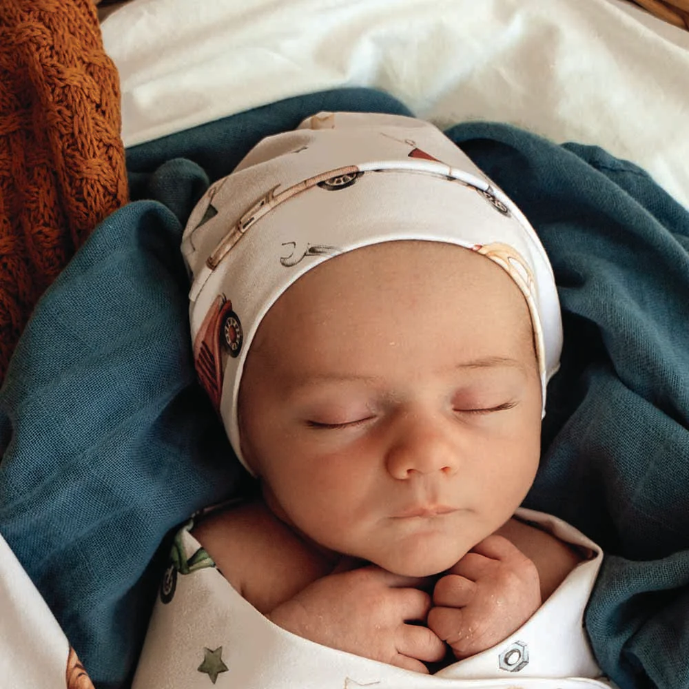 Vintage Cars Organic Knotted Beanie - Image 3